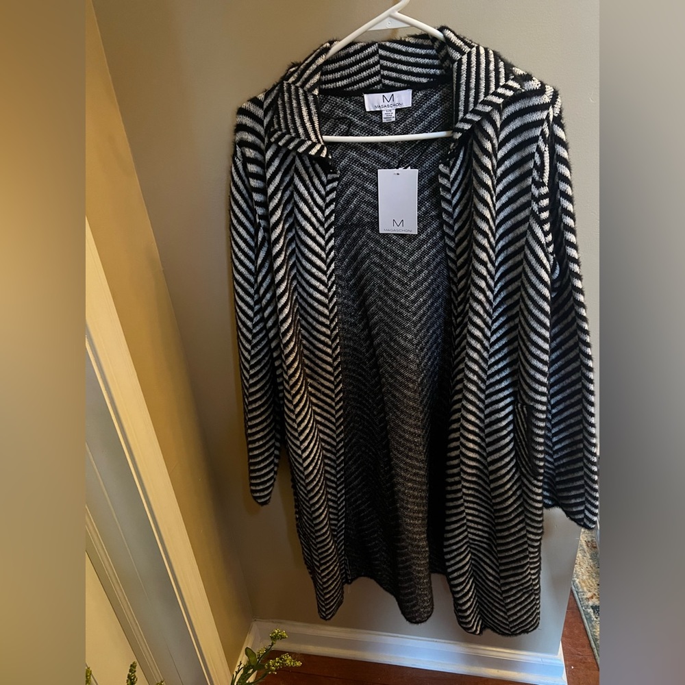 Never worn black and white Magaschoni long cardigan